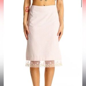 Kathlin Argiro Atelier Seersucker Skirt Sequin Mesh Hem Size 8